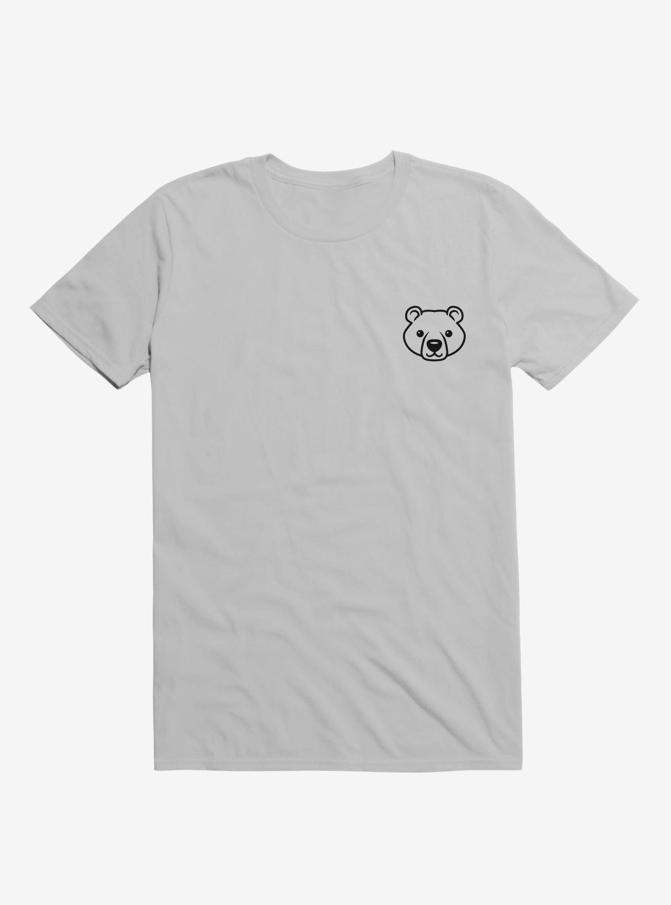Bear Black And White Minimalist Pictogram Ice Grey T-Shirt, ICE GREY, hi-res