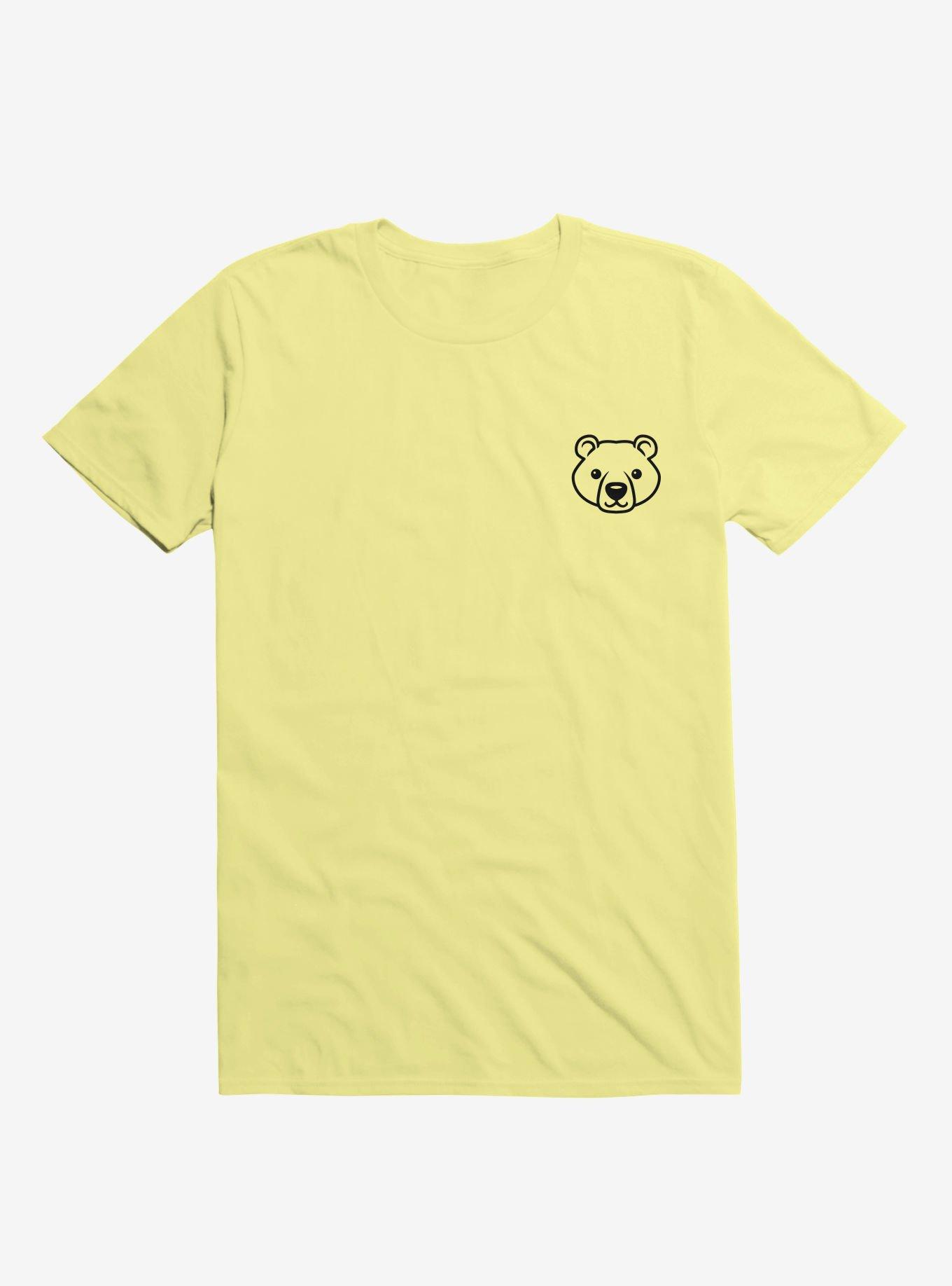 Bear Black And White Minimalist Pictogram Corn Silk Yellow T-Shirt, , hi-res