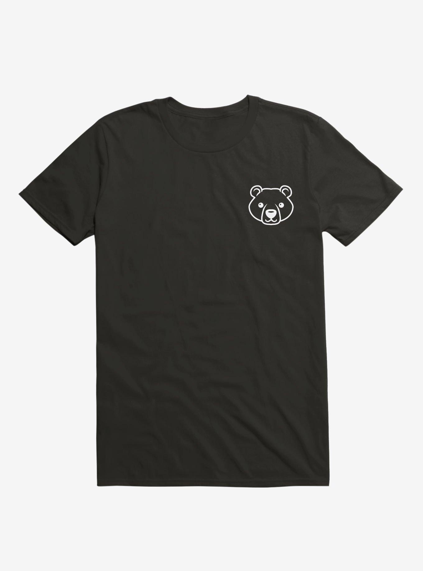 Bear Black And White Minimalist Pictogram Black T-Shirt, , hi-res