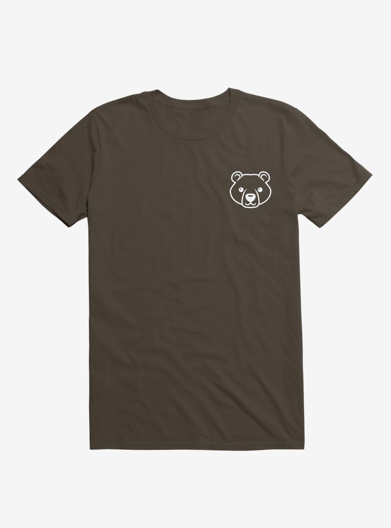 Bear Black And White Minimalist Pictogram Brown T-Shirt