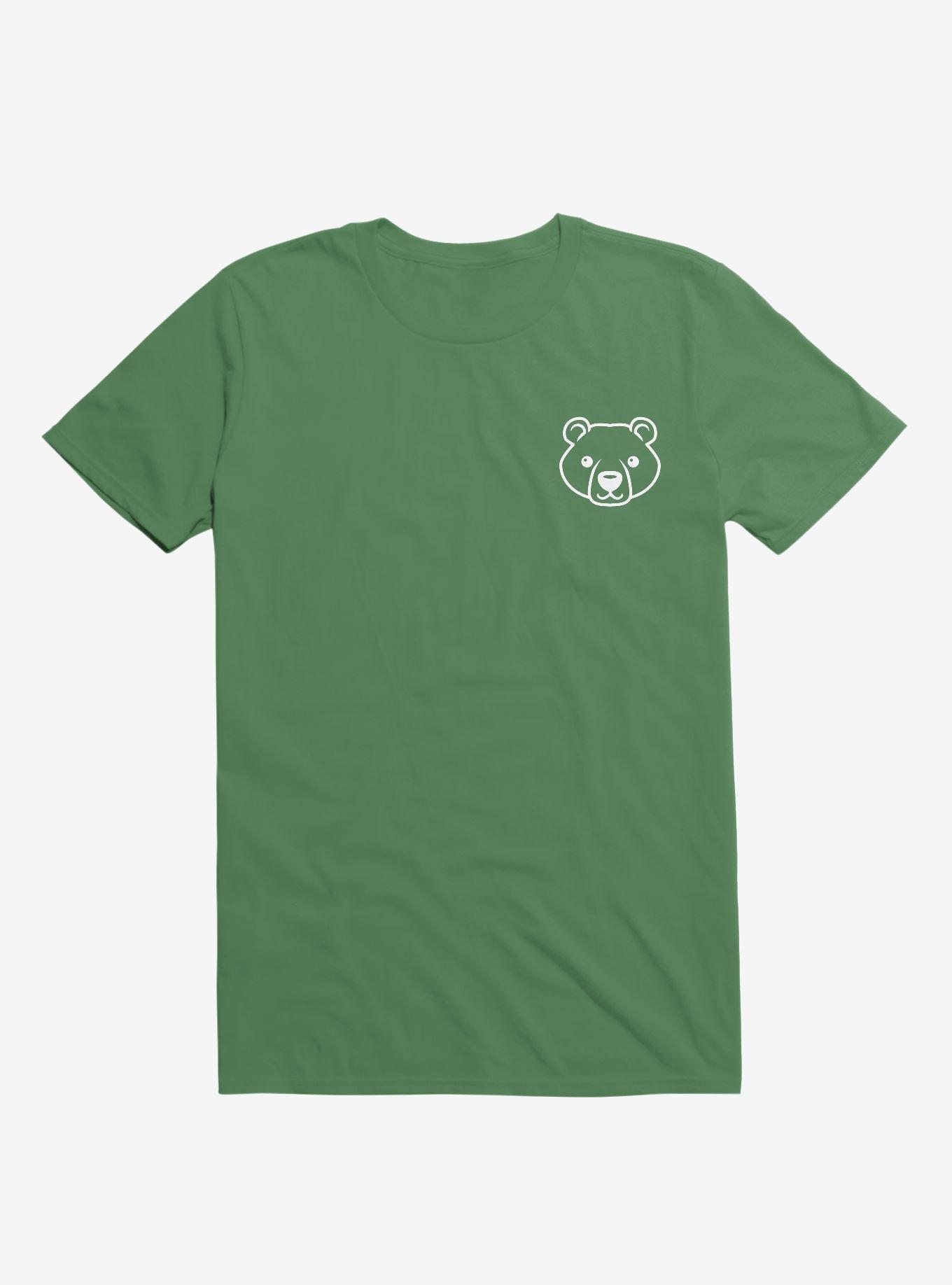 Bear Black And White Minimalist Pictogram Kelly Green T-Shirt, KELLY GREEN, hi-res