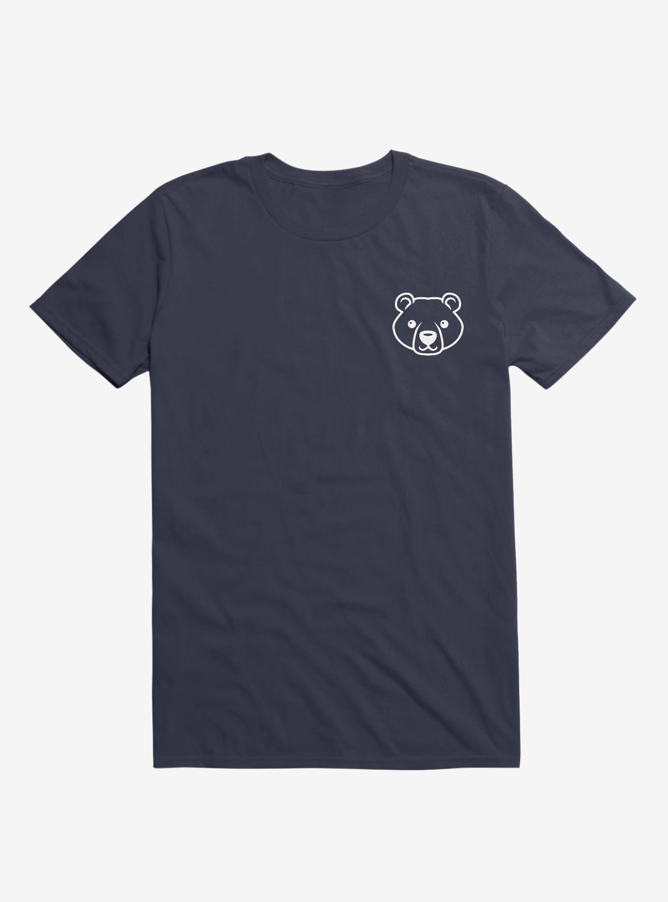 Bear Black And White Minimalist Pictogram Navy Blue T-Shirt, , hi-res