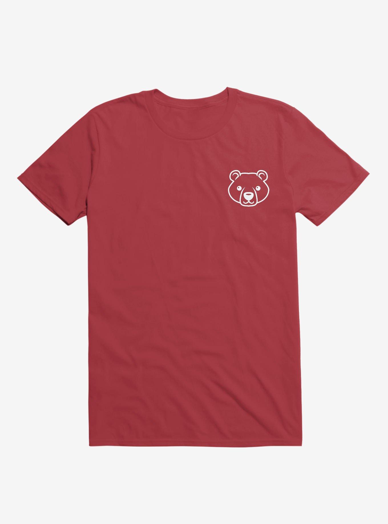 Bear Black And White Minimalist Pictogram Red T-Shirt, RED, hi-res