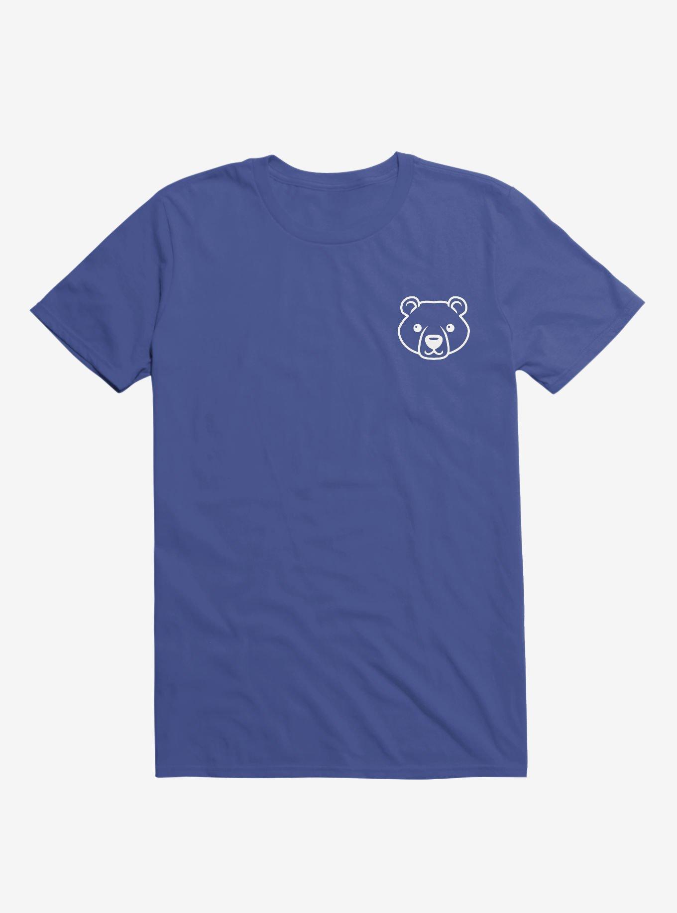 Bear Black And White Minimalist Pictogram Royal Blue T-Shirt, , hi-res