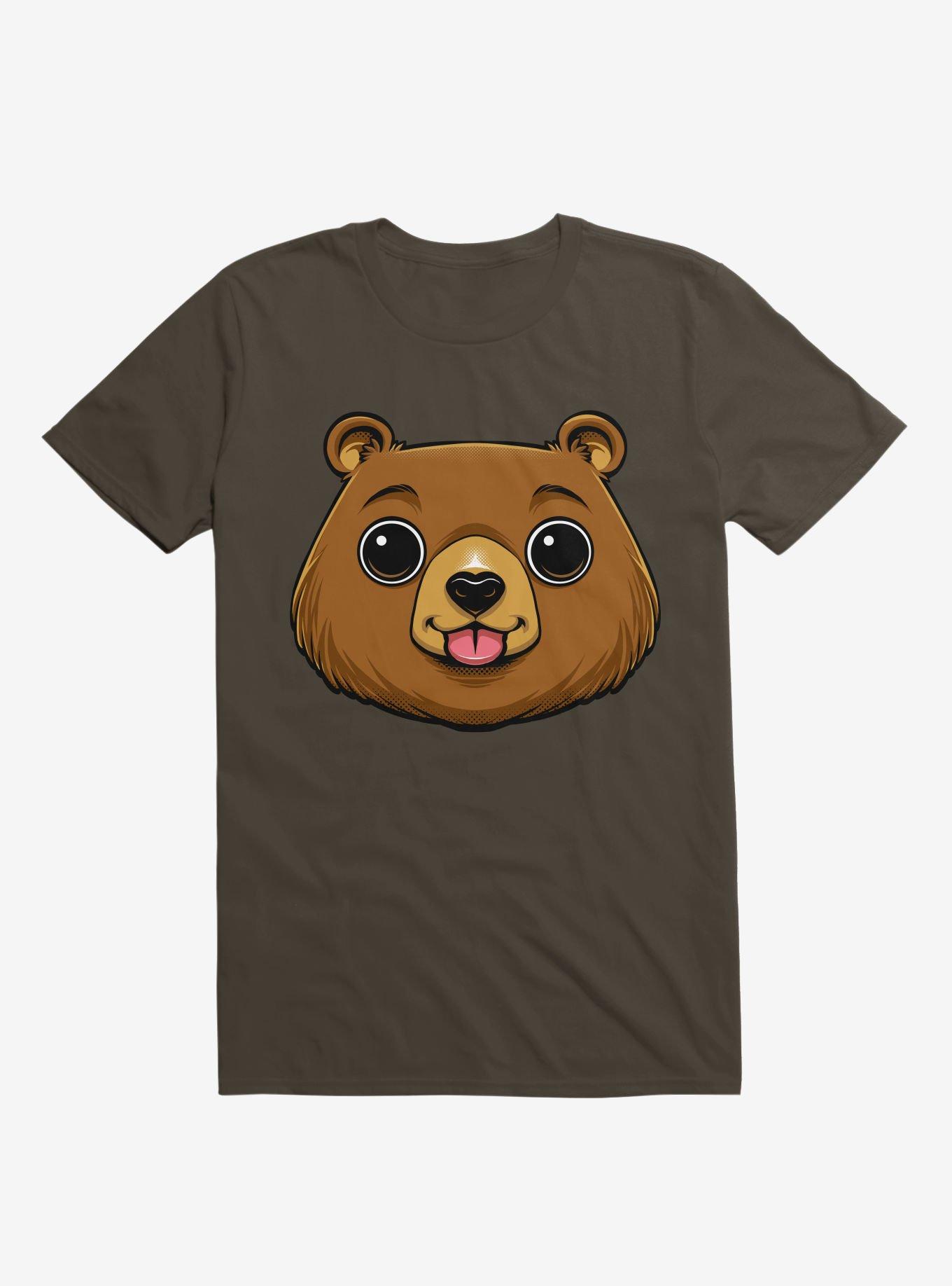 Bear Face Brown T-Shirt, BROWN, hi-res