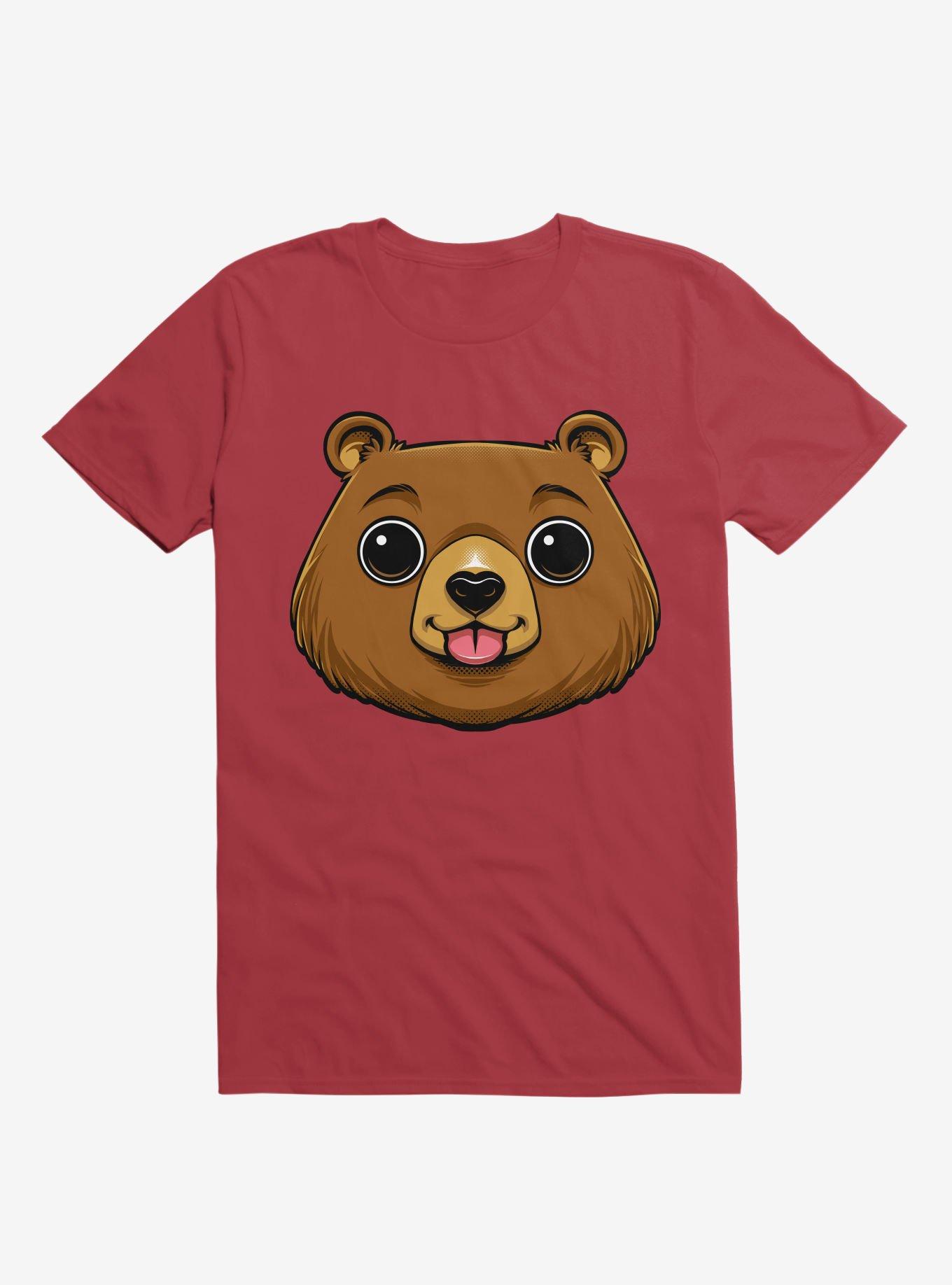 Bear Face Red T-Shirt, RED, hi-res