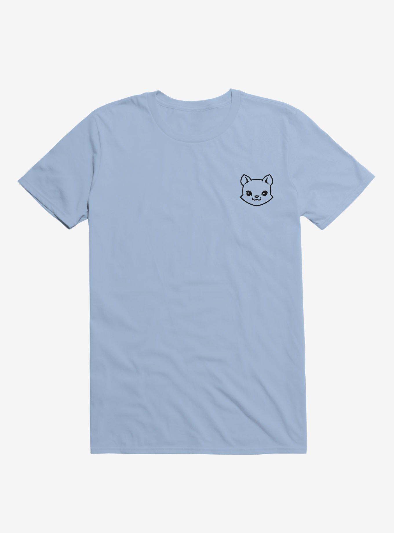 Cat Minimalist Pictogram Light Blue T-Shirt, , hi-res