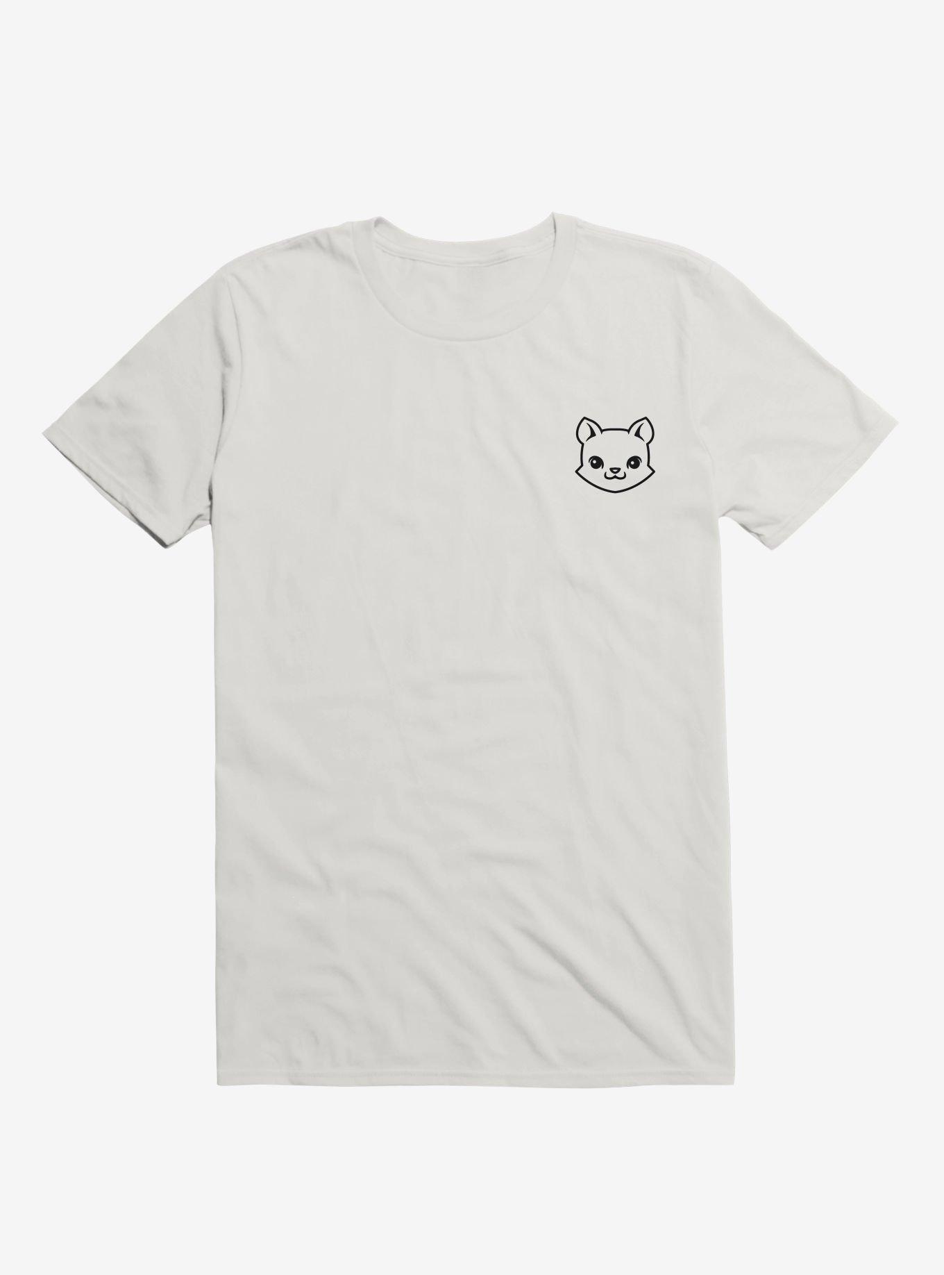 Cat Minimalist Pictogram White T-Shirt