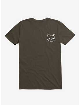Cat Minimalist Pictogram Brown T-Shirt, , hi-res