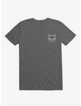 Cat Minimalist Pictogram Charcoal Grey T-Shirt, , hi-res