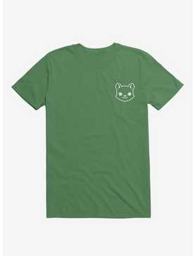 Cat Minimalist Pictogram Kelly Green T-Shirt, , hi-res