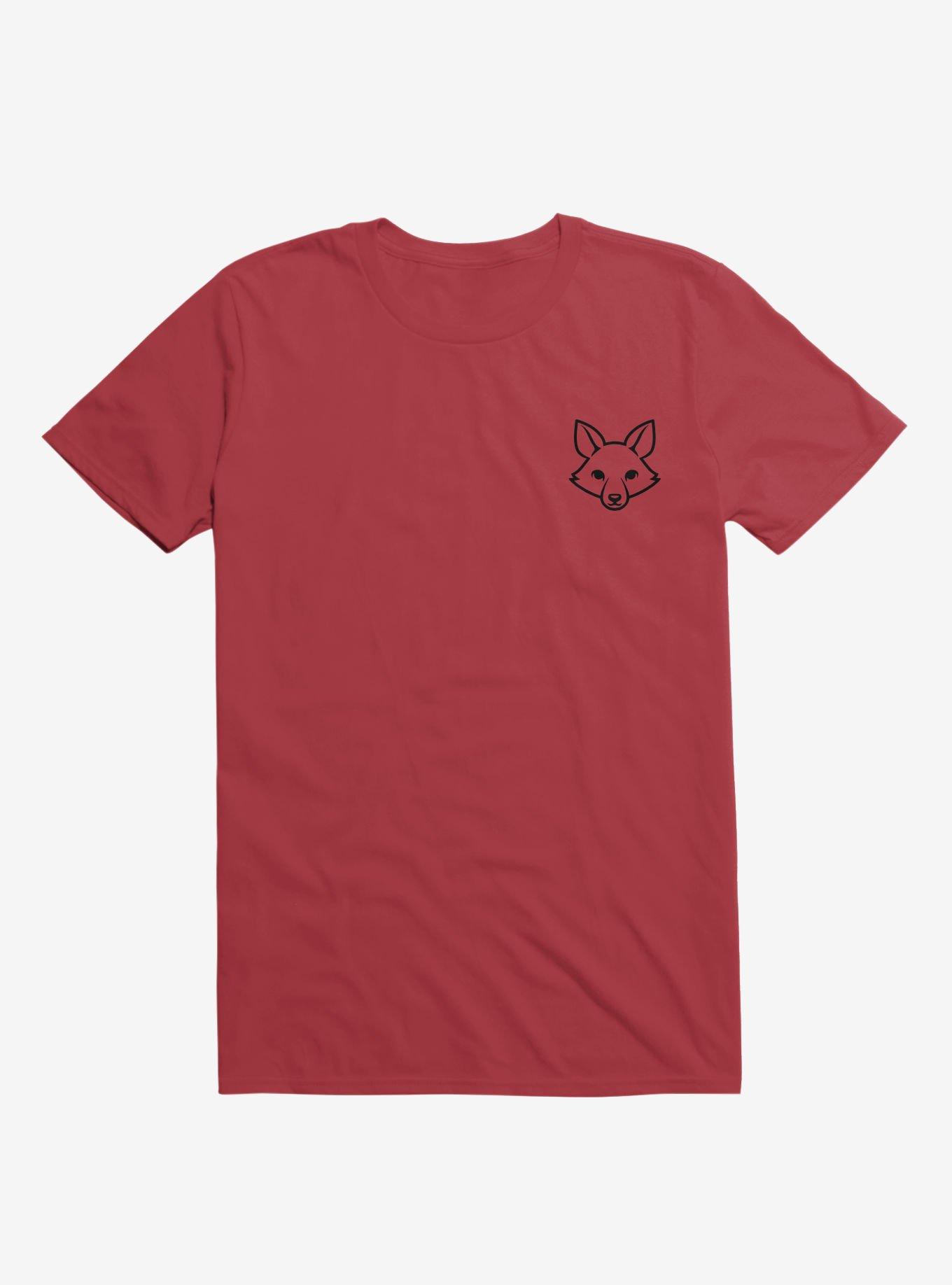 Fox Black And White Minimalist Pictogram T-Shirt, RED, hi-res