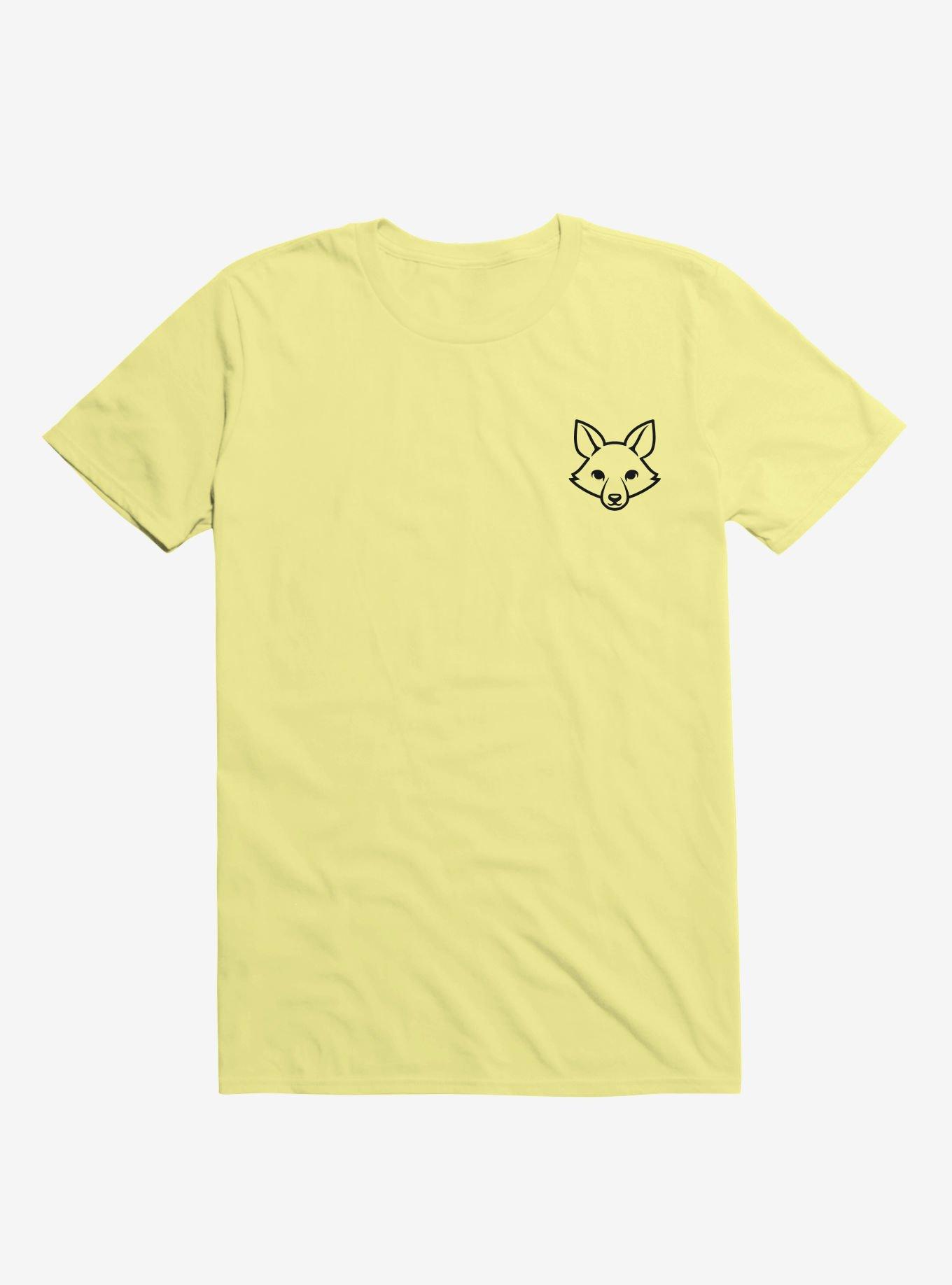 Fox Black And White Minimalist Pictogram T-Shirt, CORN SILK, hi-res