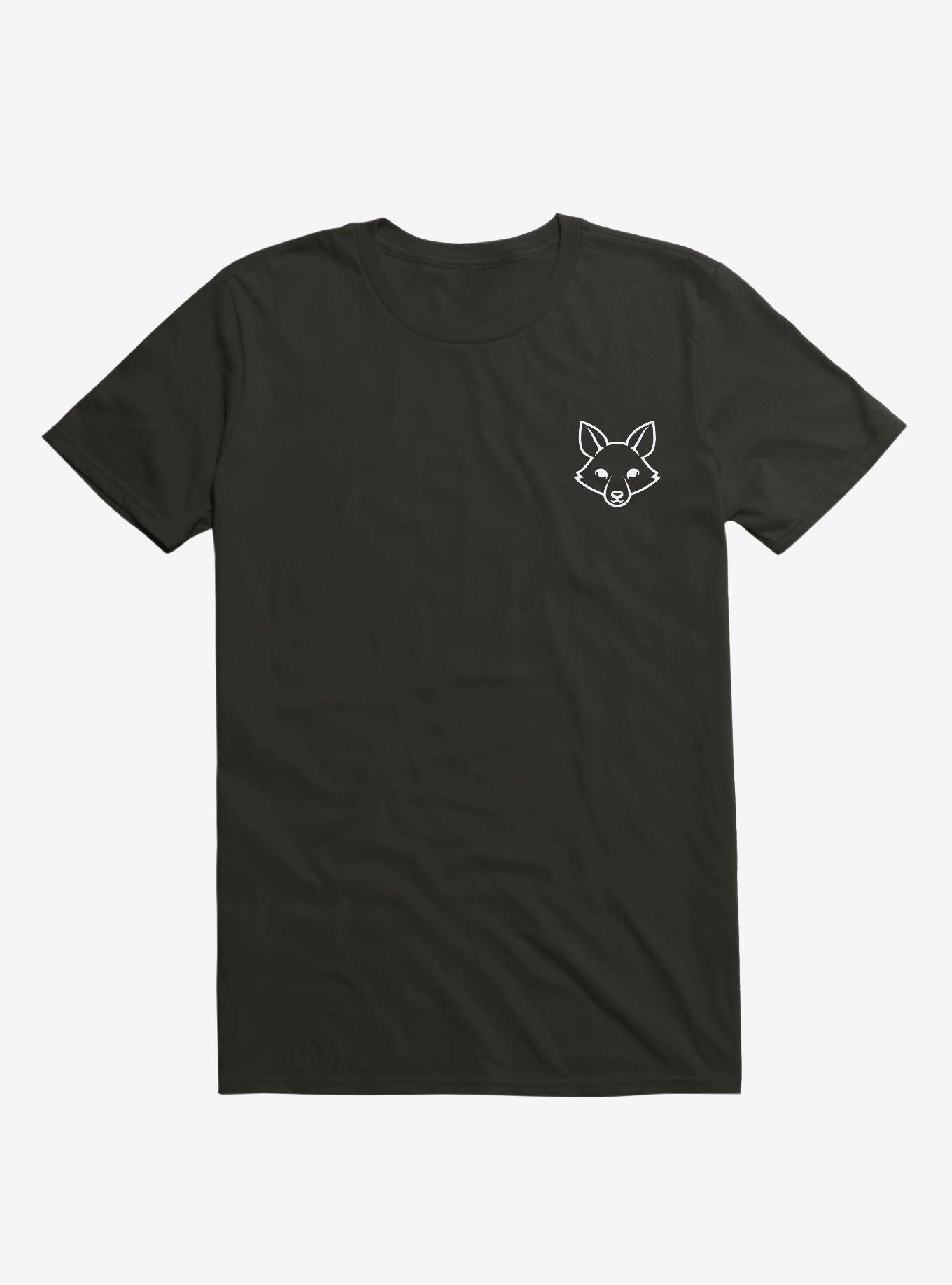 Fox Black And White Minimalist Pictogram - White T-Shirt, BLACK, hi-res