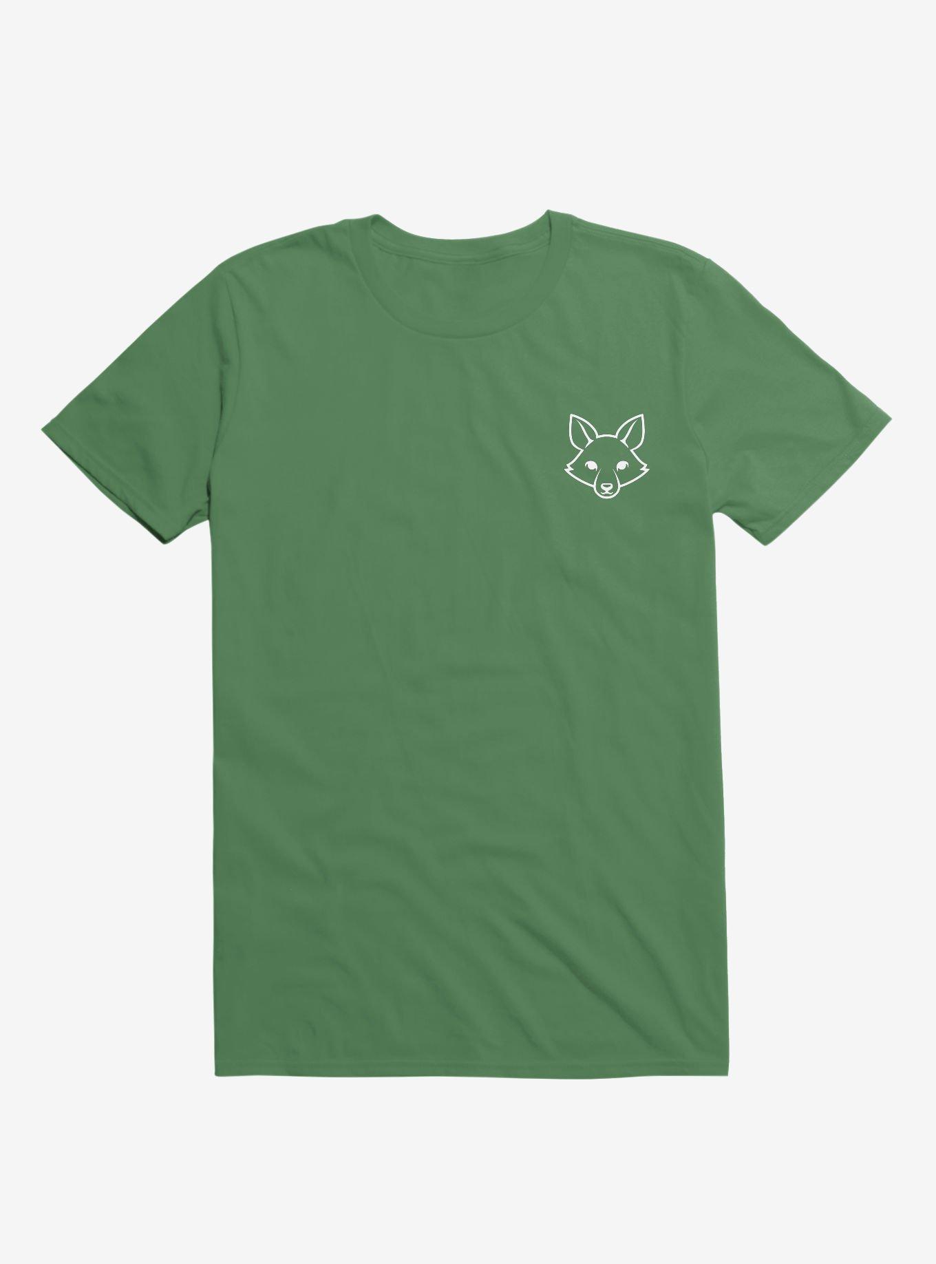 Fox Black And White Minimalist Pictogram - White T-Shirt, KELLY GREEN, hi-res