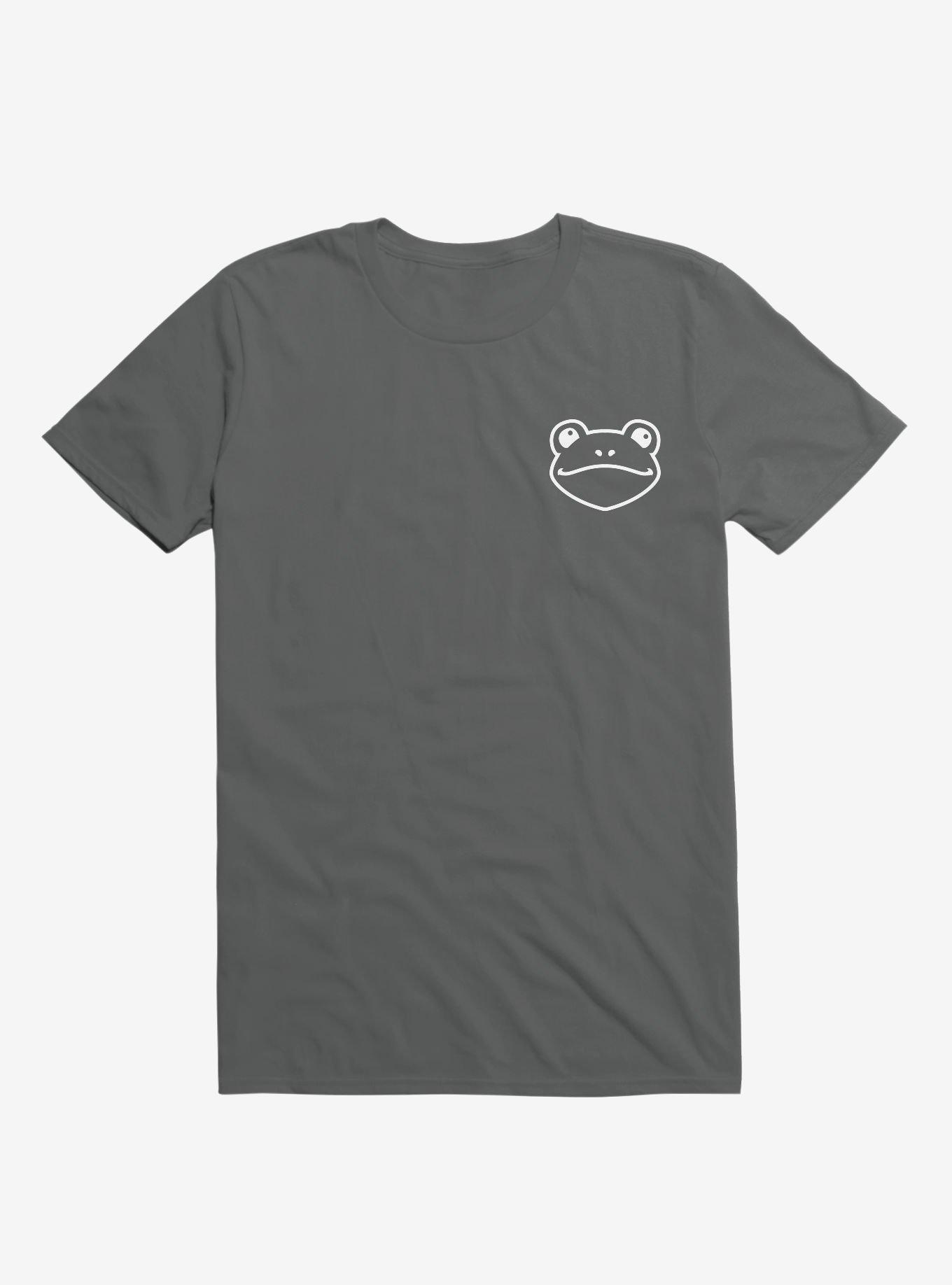 Frog Black And White Minimalist Pictogram - White T-Shirt, CHARCOAL, hi-res