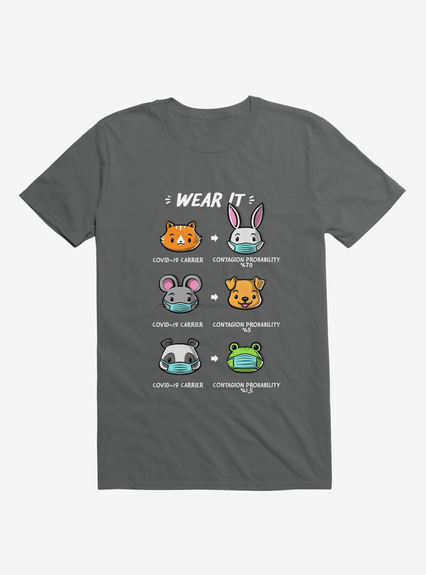 How To Wear A Face Mask Cute Animals T-Shirt, CHARCOAL, hi-res