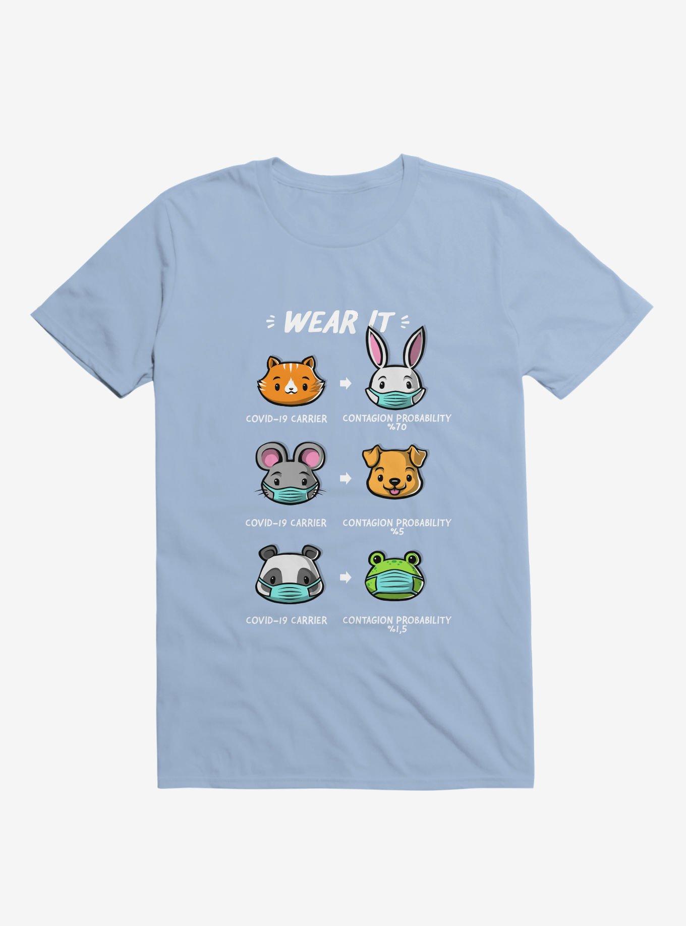 How To Wear A Face Mask Cute Animals T-Shirt, LIGHT BLUE, hi-res