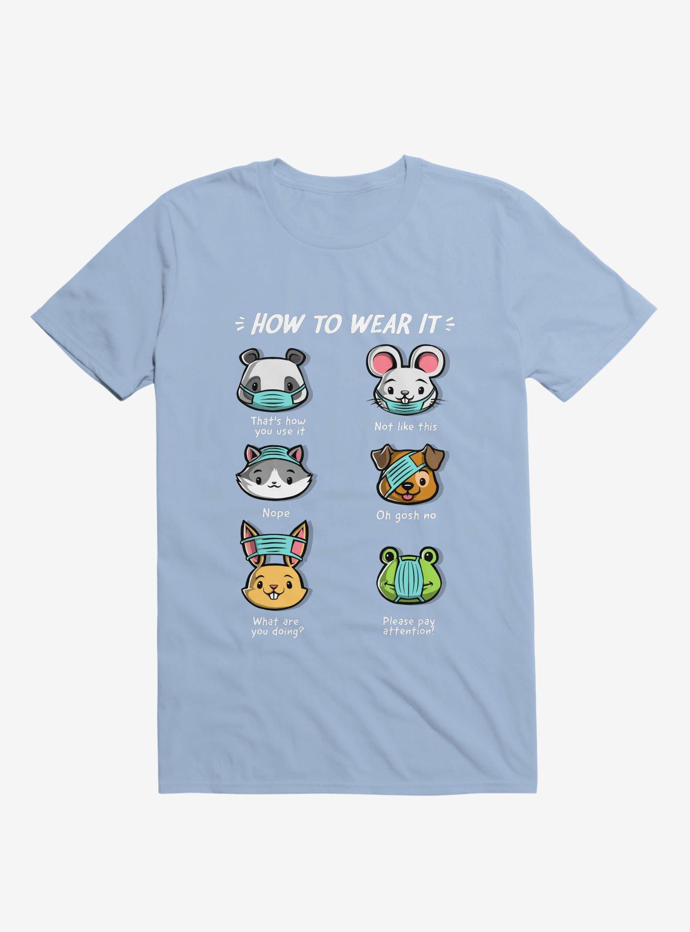 How Not To Wear A Face Mask Cute Animals T-Shirt, LIGHT BLUE, hi-res
