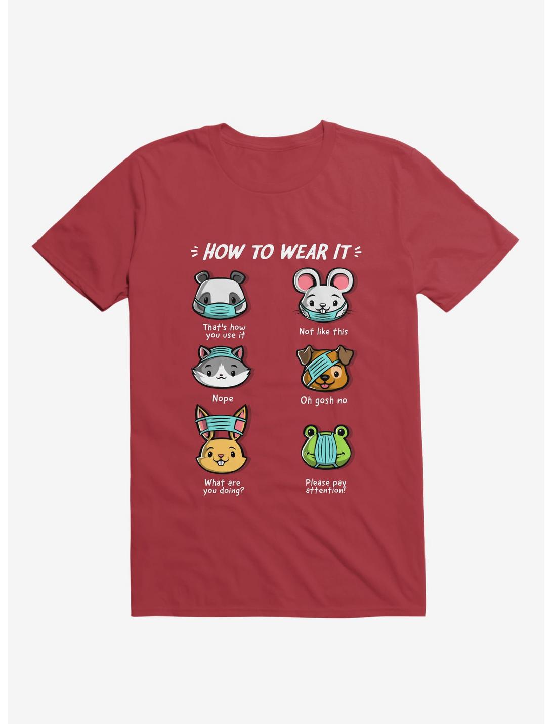 How Not To Wear A Face Mask Cute Animals T-Shirt, RED, hi-res