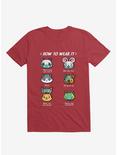 How Not To Wear A Face Mask Cute Animals T-Shirt, RED, hi-res