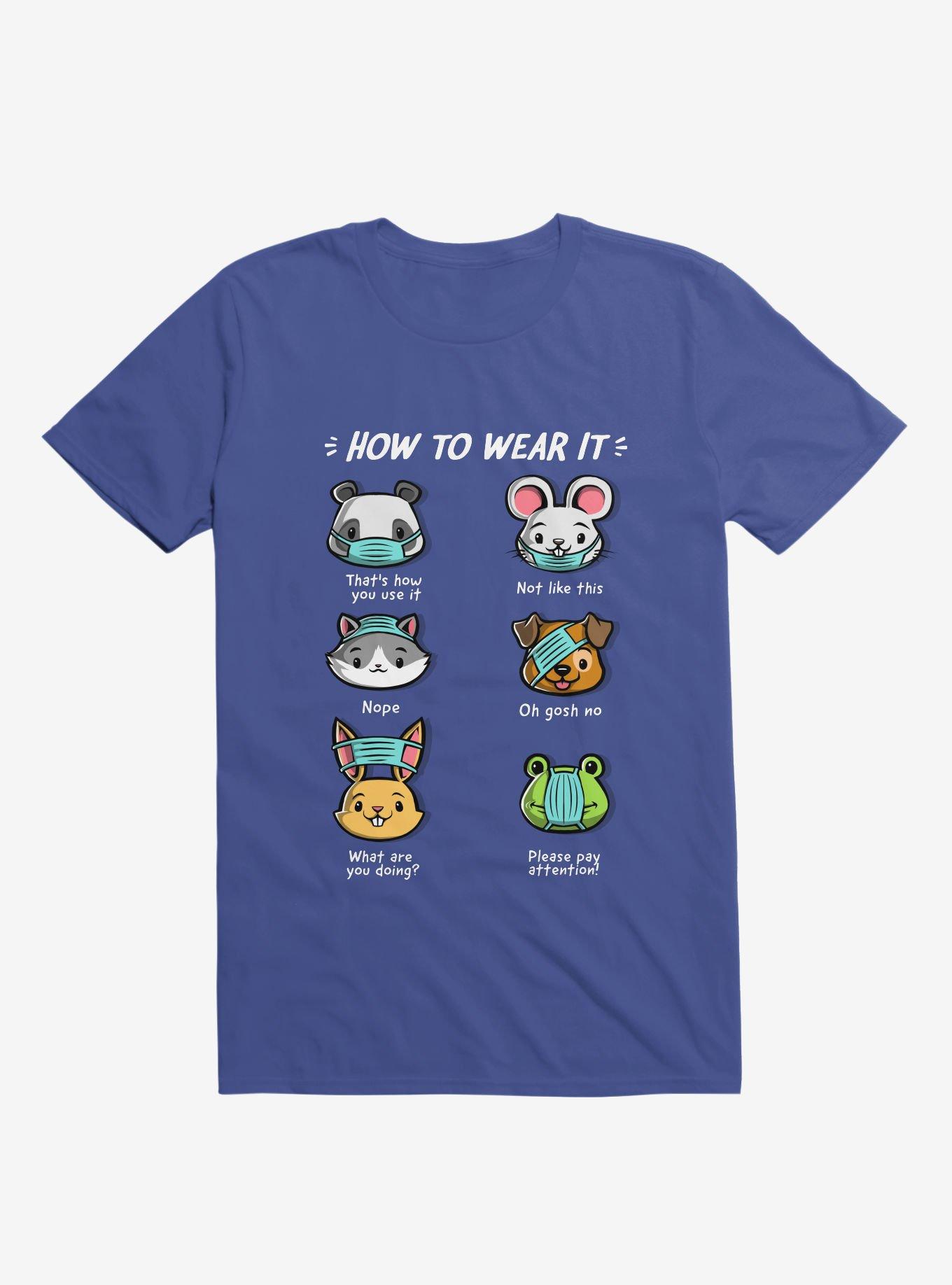 How Not To Wear A Face Mask Cute Animals T-Shirt, ROYAL, hi-res