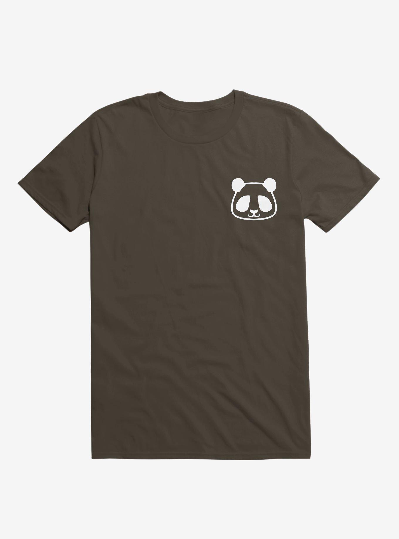 Panda Black And White Minimalist Pictogram - White T-Shirt, BROWN, hi-res