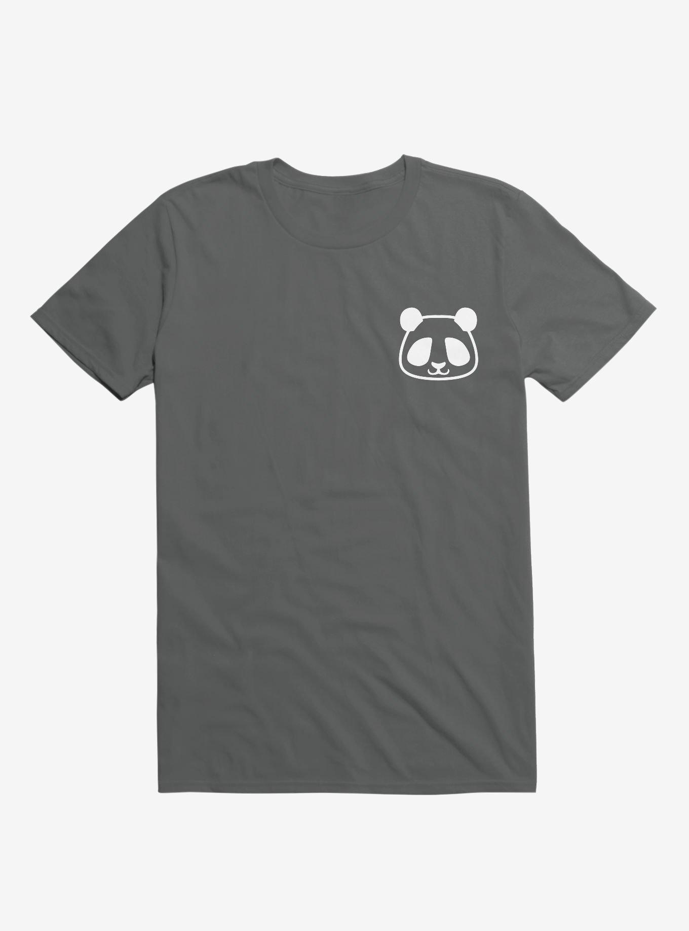 Panda Black And White Minimalist Pictogram - White T-Shirt, CHARCOAL, hi-res