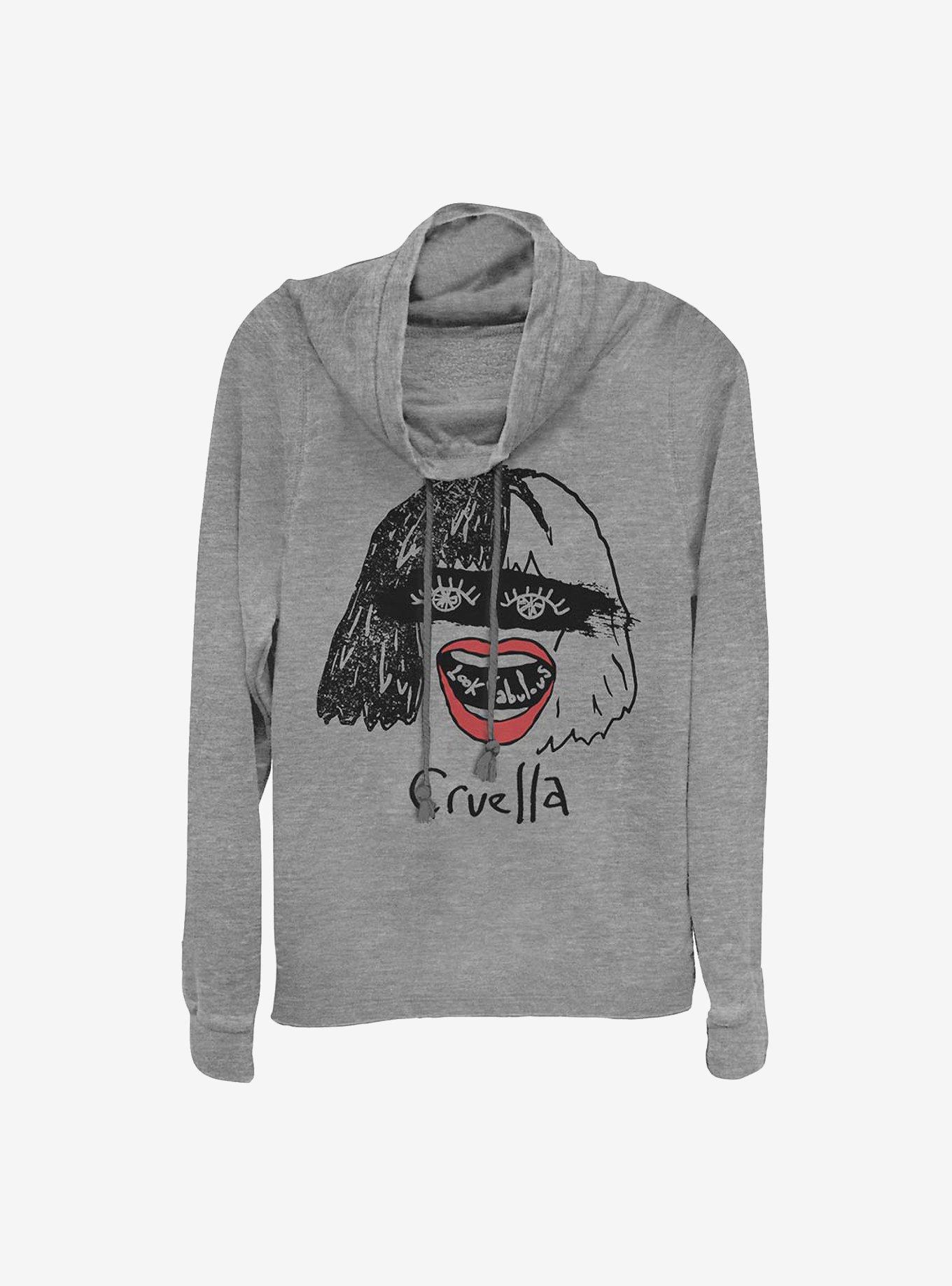Disney Cruella Look Fabulous Cowlneck Long-Sleeve Girls Top, , hi-res