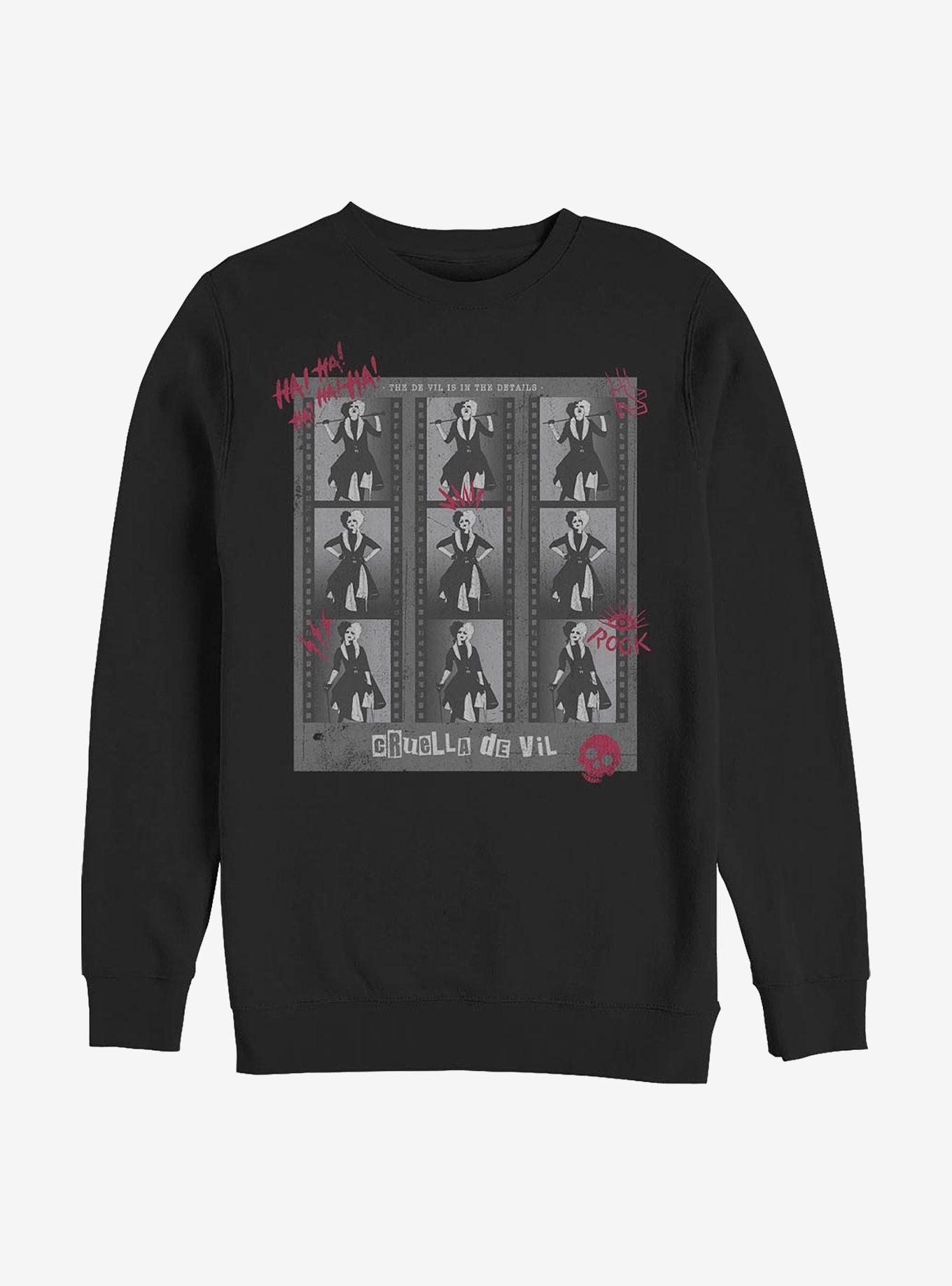 Disney Cruella Film Negatives Crew Sweatshirt, BLACK, hi-res