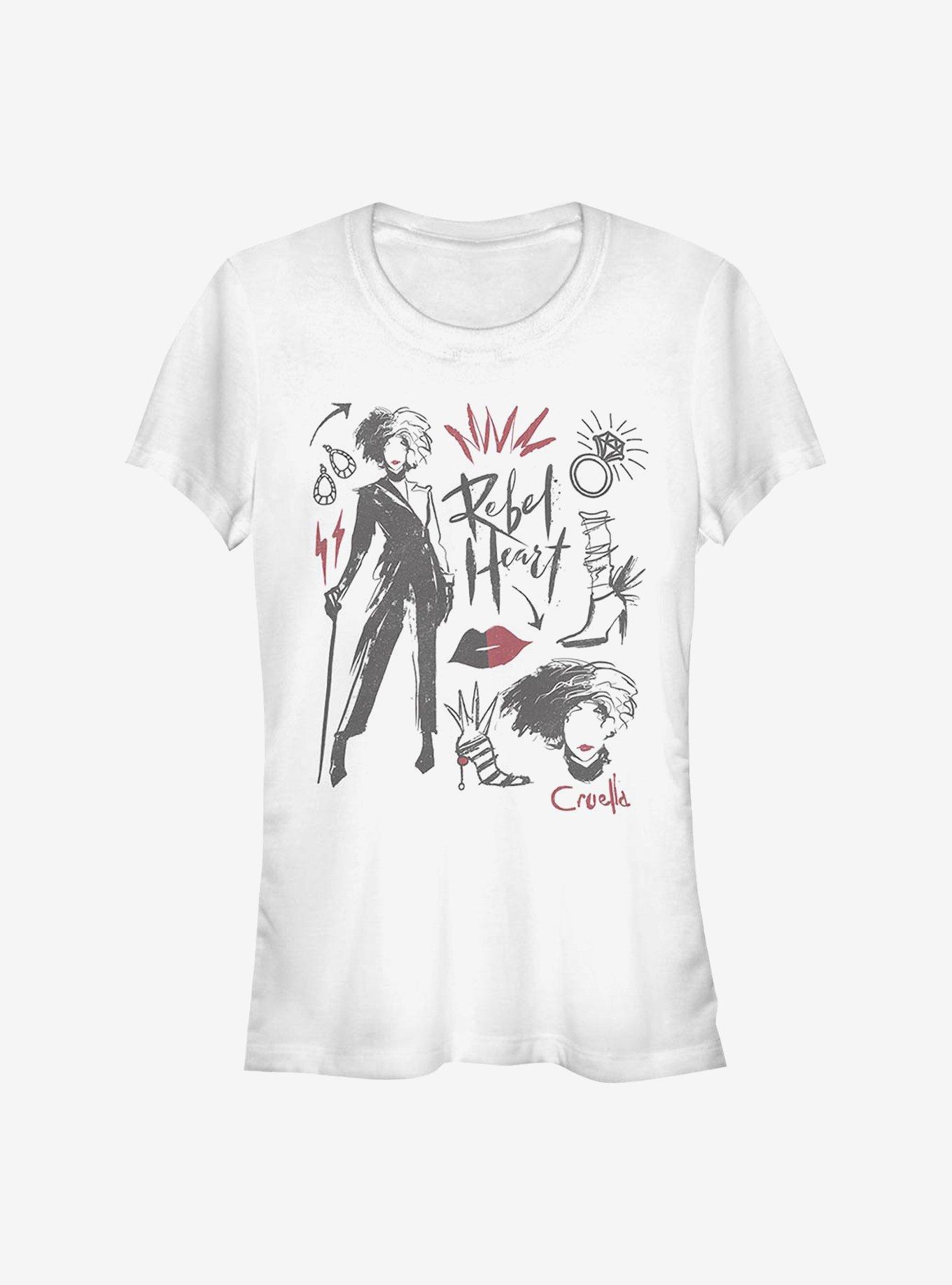Disney Cruella Fashion Sketches Girls T-Shirt
