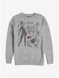 Disney Cruella Fashion Sketches Crew Sweatshirt, ATH HTR, hi-res