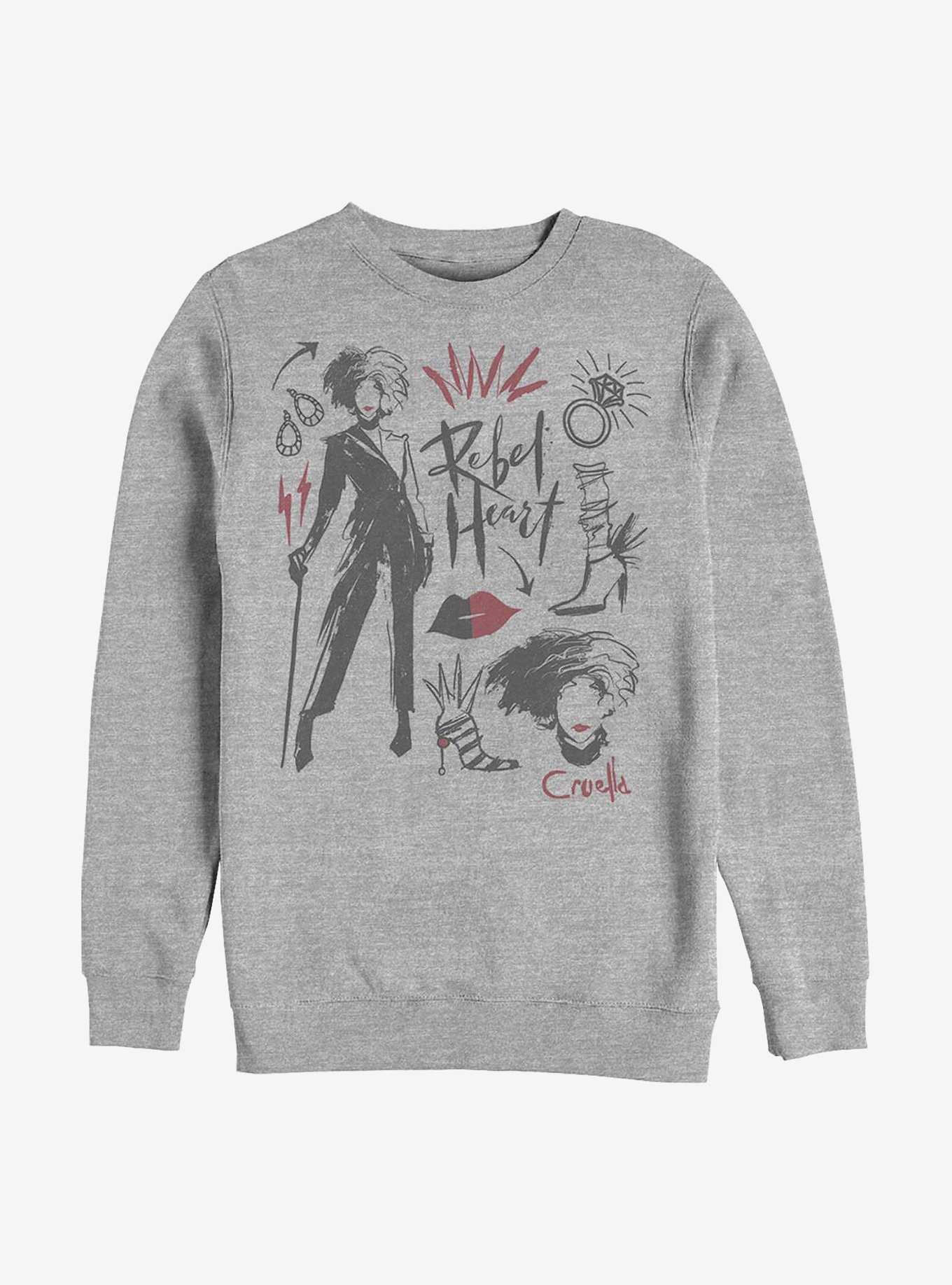Disney Cruella Fashion Sketches Crew Sweatshirt, , hi-res