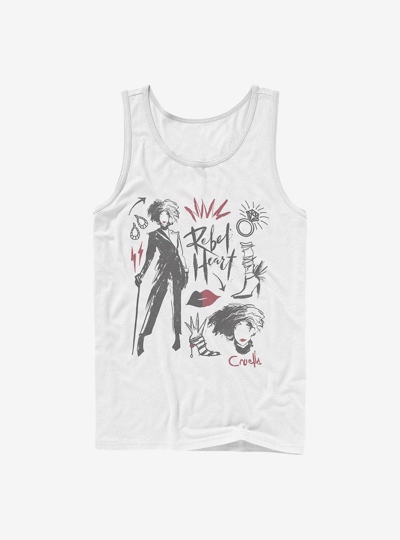 Disney Cruella Fashion Sketches Tank, WHITE, hi-res