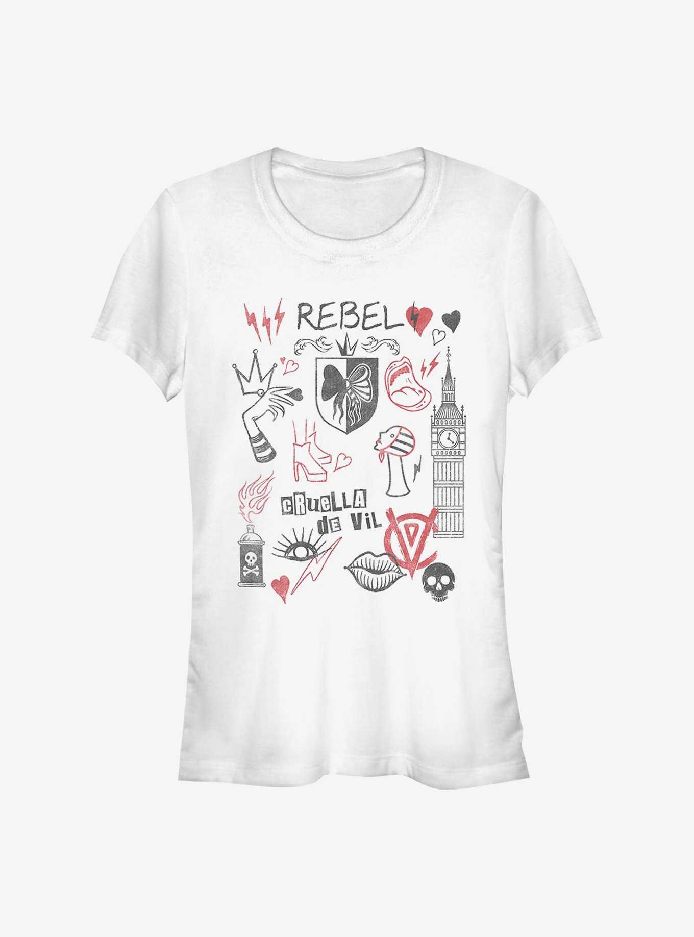 Disney Cruella Rebel Queen Doodles Girls T-Shirt, , hi-res