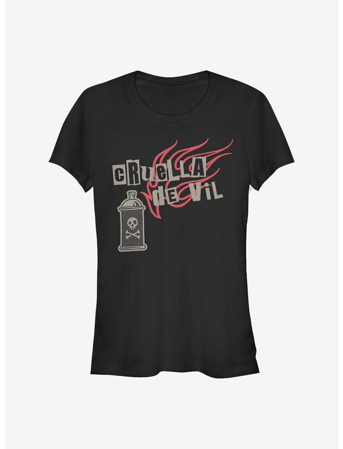 Disney Cruella Spray Paint Fire Girls T-Shirt, BLACK, hi-res