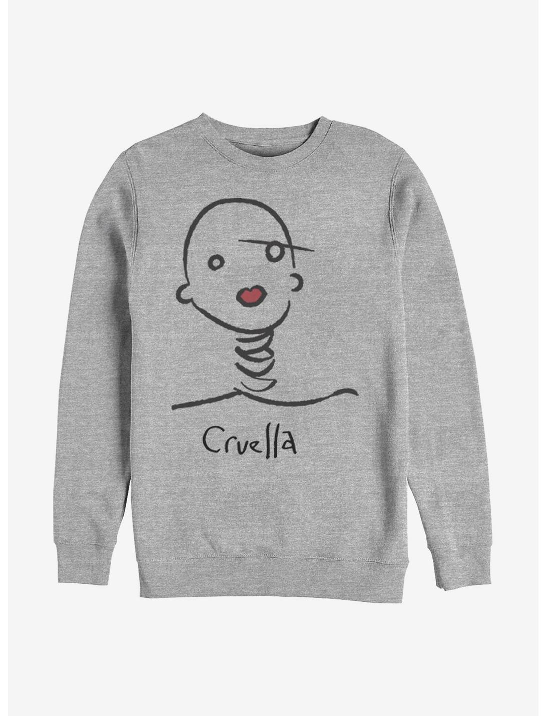 Disney Cruella Doodle Crew Sweatshirt, ATH HTR, hi-res