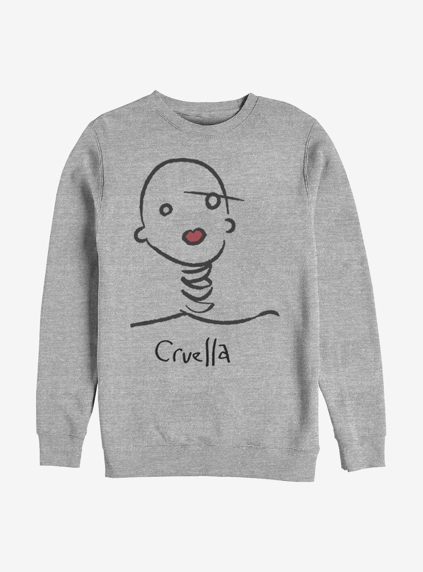 Disney Cruella Doodle Crew Sweatshirt, ATH HTR, hi-res