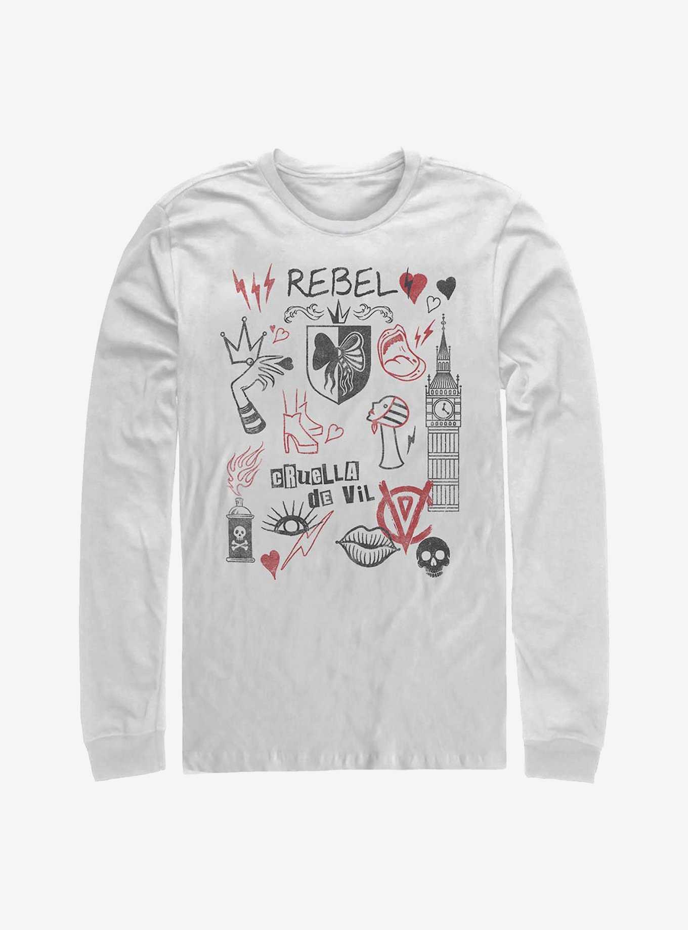 Disney Cruella Rebel Queen Doodles Long-Sleeve T-Shirt, , hi-res