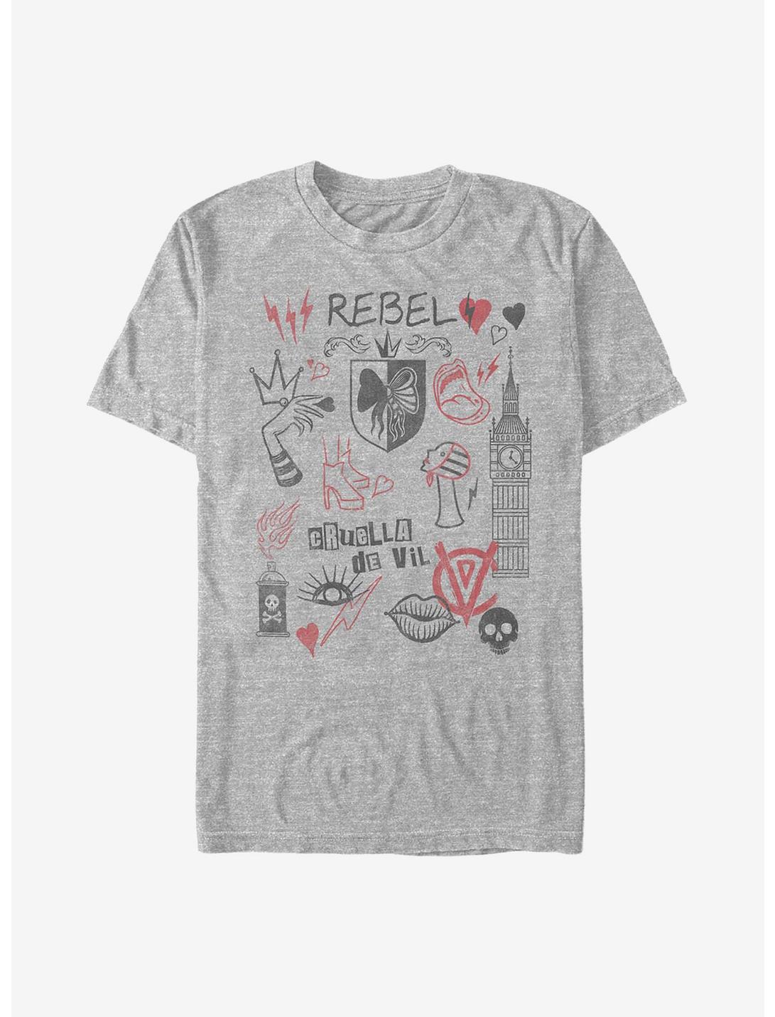 Disney Cruella Rebel Queen Doodles T-Shirt, ATH HTR, hi-res