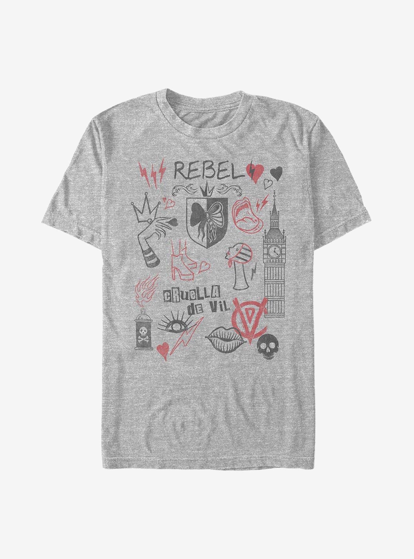 Disney Cruella Rebel Queen Doodles T-Shirt, ATH HTR, hi-res