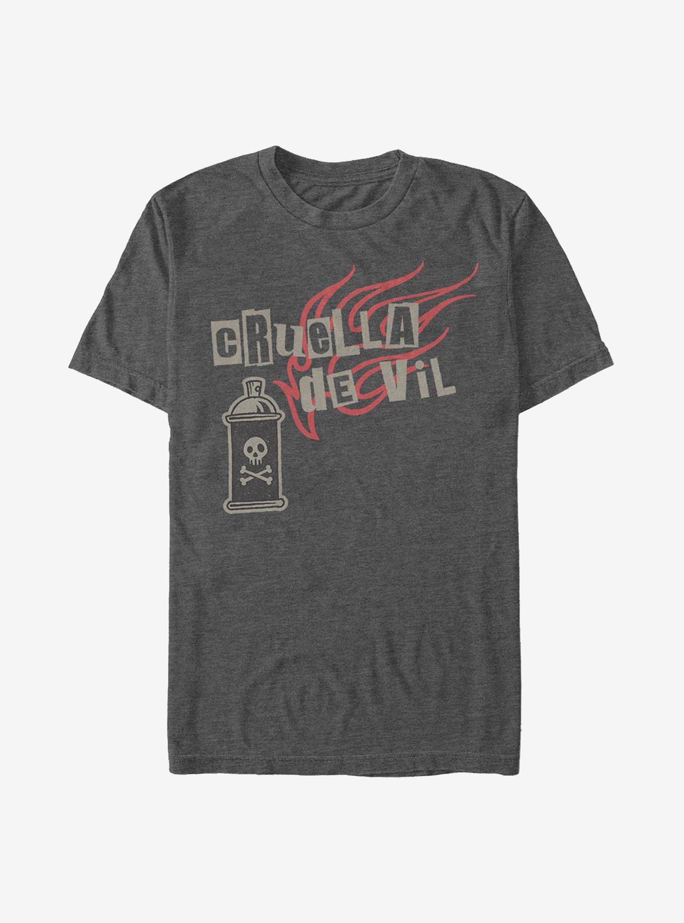 Disney Cruella Spray Paint Fire T-Shirt, CHARCOAL, hi-res