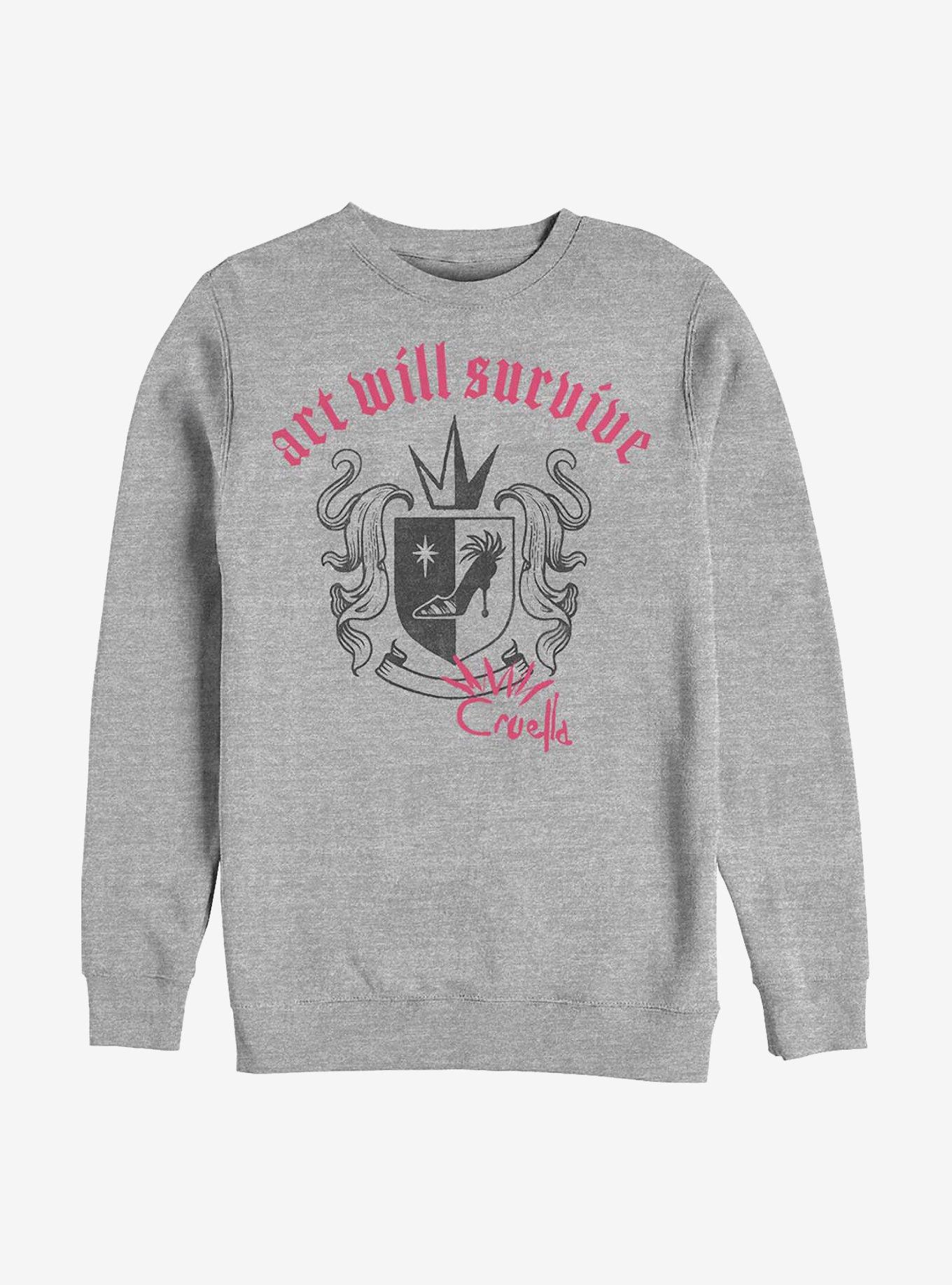 Disney Cruella Art Will Survive Punk Crew Sweatshirt, ATH HTR, hi-res