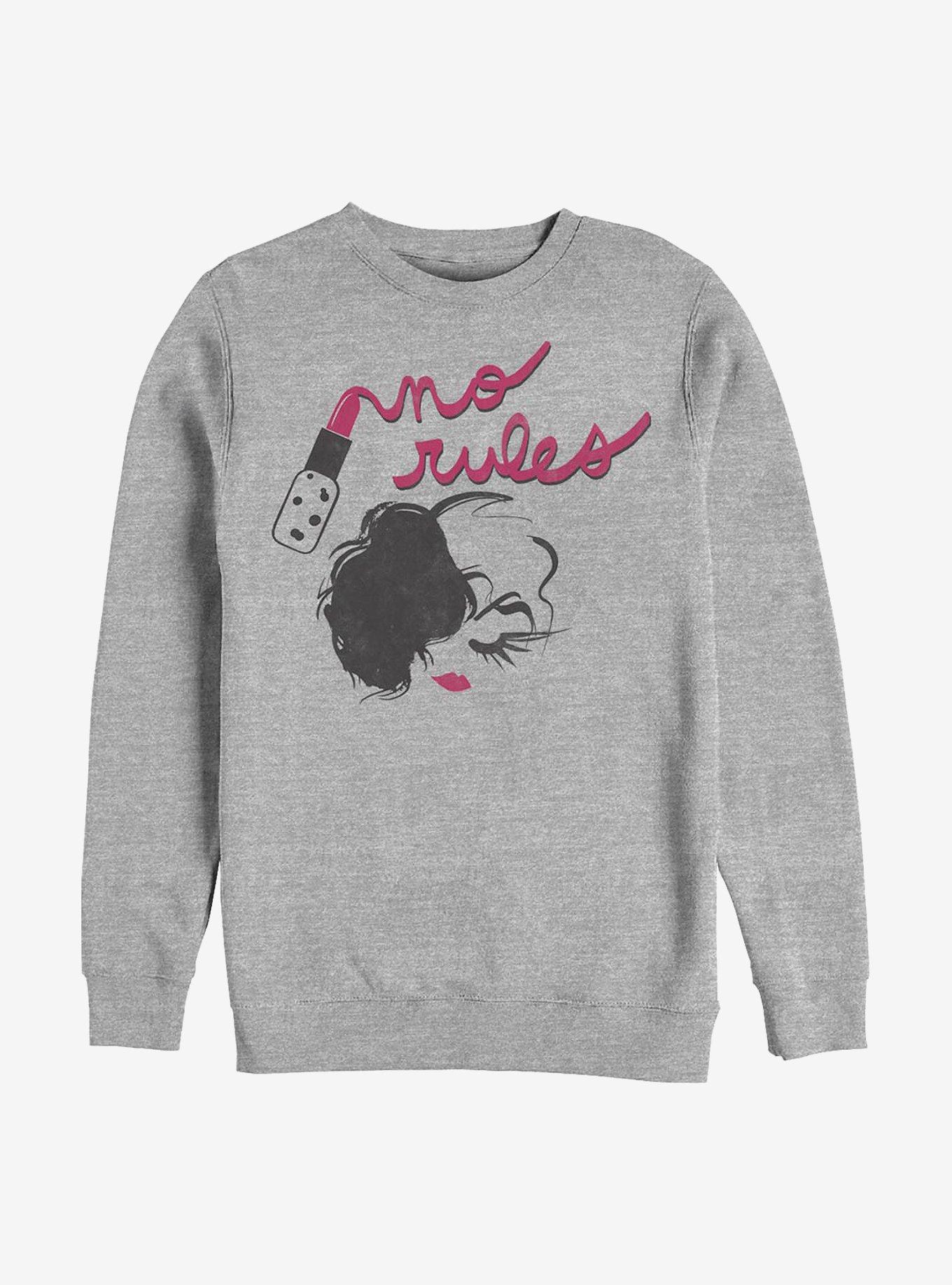 Disney Cruella No Rules In Lipstick Crew Sweatshirt, ATH HTR, hi-res