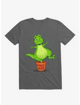 Cactus Rex Free Hugs Charcoal Grey T-Shirt, , hi-res