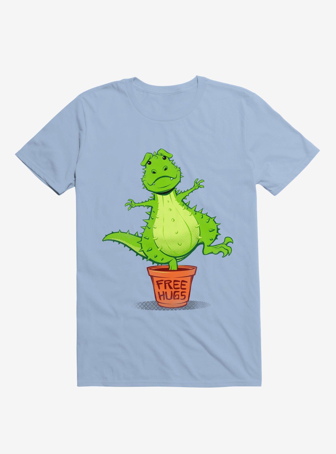 Cactus Rex Free Hugs Light Blue T-Shirt, , hi-res