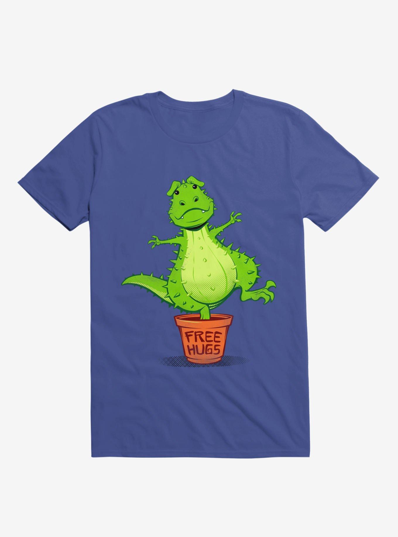 Cactus Rex Free Hugs Royal Blue T-Shirt, , hi-res