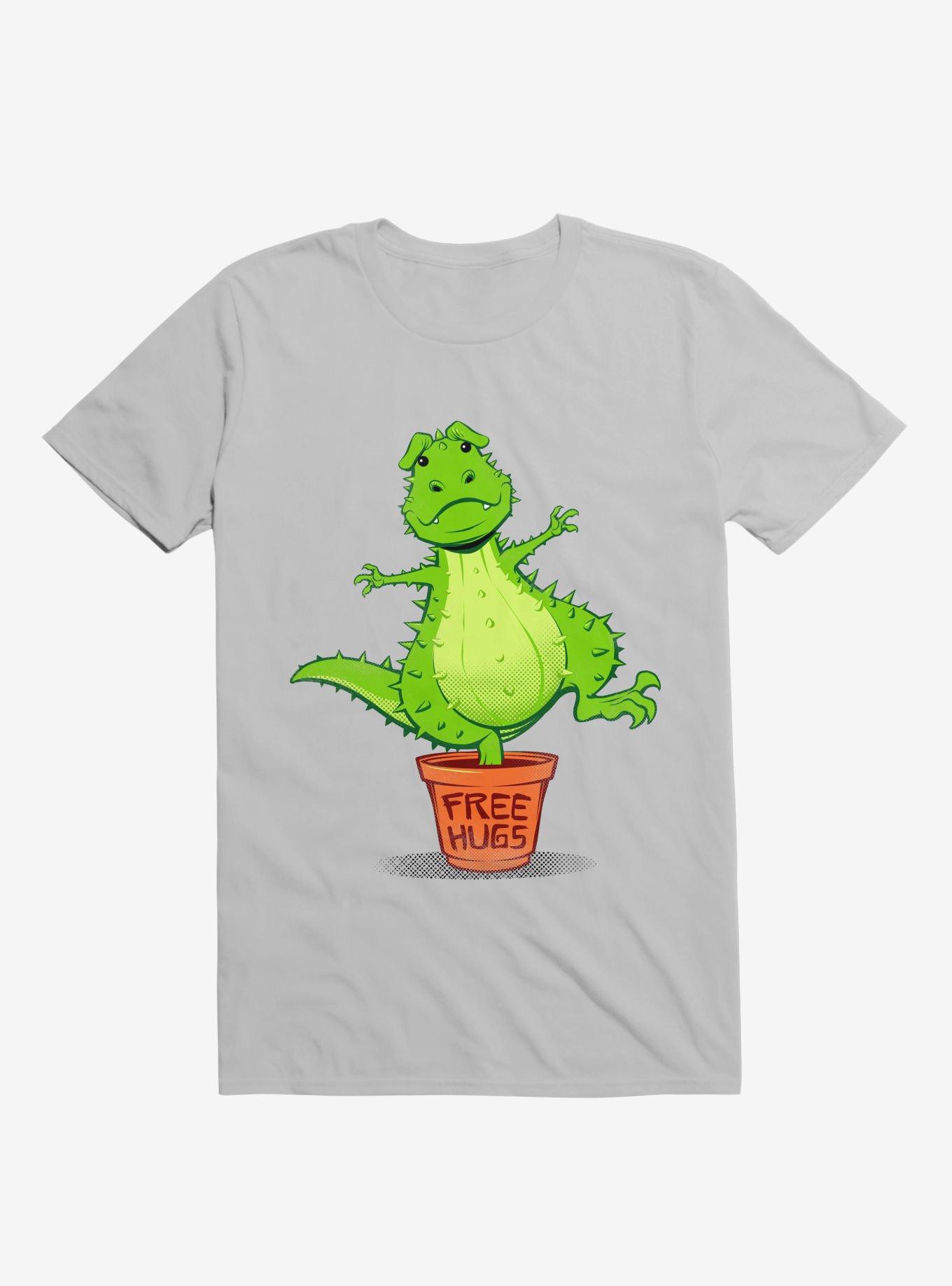 Cactus Rex Free Hugs Ice Grey T-Shirt, , hi-res