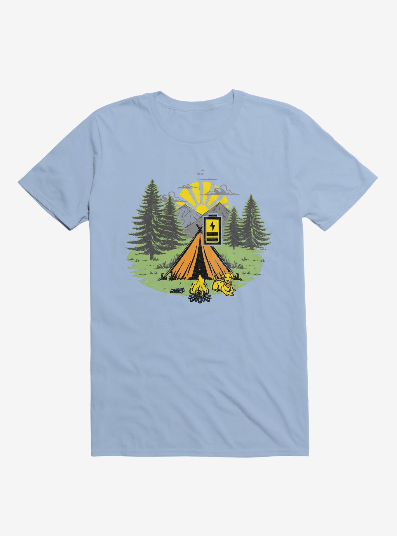 Recharging Offline Camping Dog Light Blue T-Shirt, LIGHT BLUE, hi-res