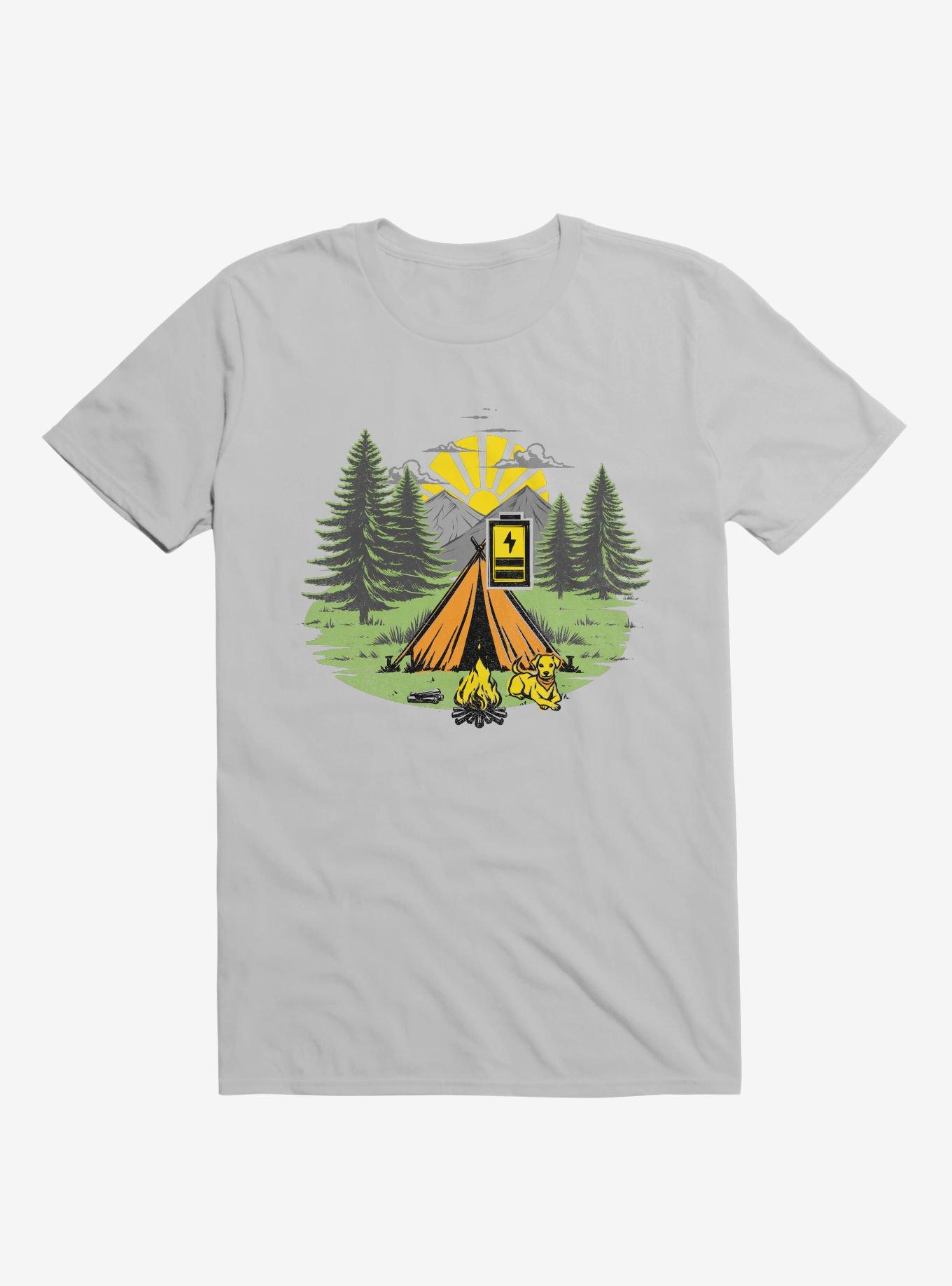 Recharging Offline Camping Dog Ice Grey T-Shirt
